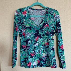 Lilly Pulitzer Jodie V-Neck Printed Top - xs